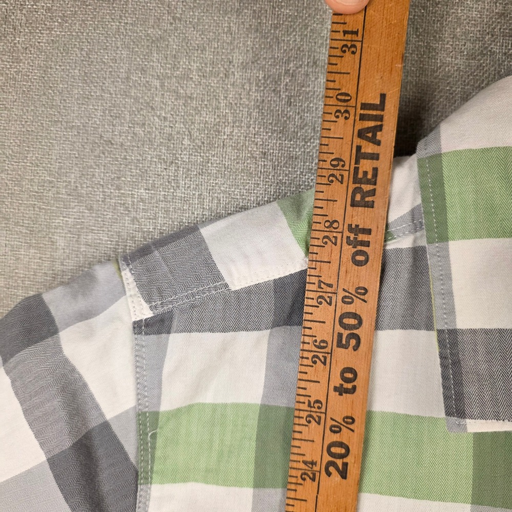The North Face Mens Green Grey Plaid Short Sleeve Button Down Shirt Large - Picture 3 of 8